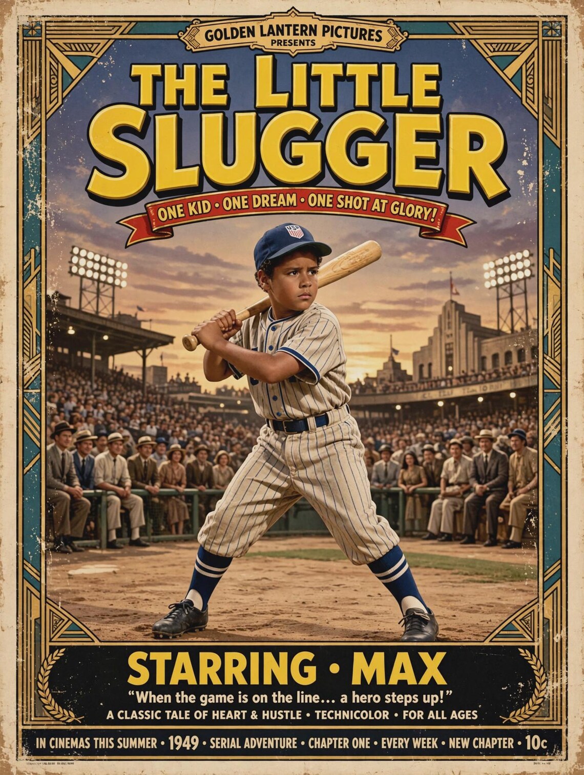 A custom Golden Lantern Pictures picture — vintage baseball adventure starring Max